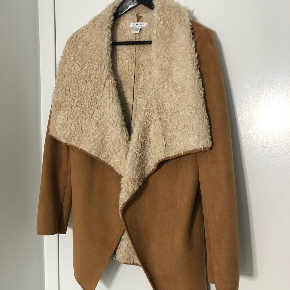 Brown faux suede lined jacket
